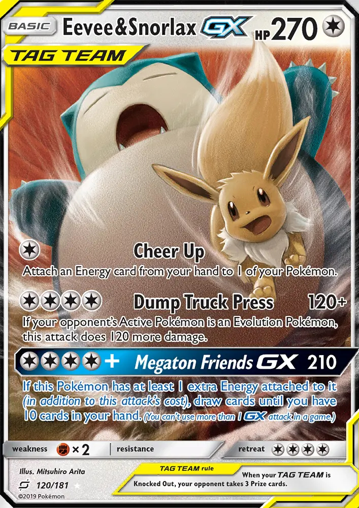 Image of the card Eevee & Snorlax GX